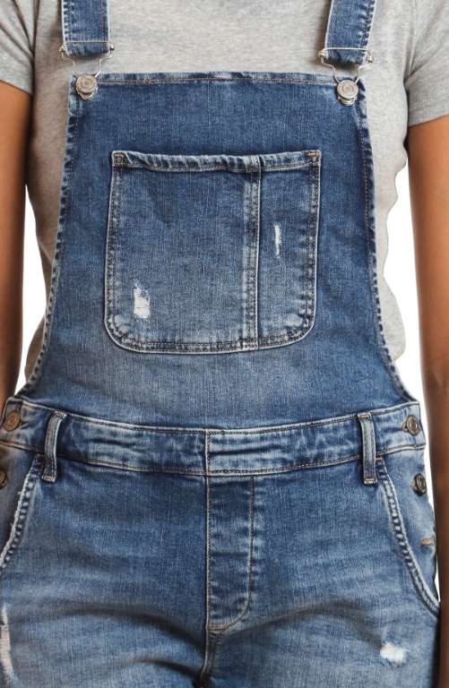 Women's Wanda Denim Overall Shorts in Used Ripped & Fringe Vintage