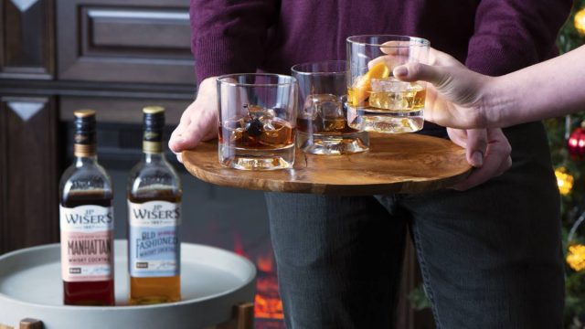 whiskey coacktails on a tray